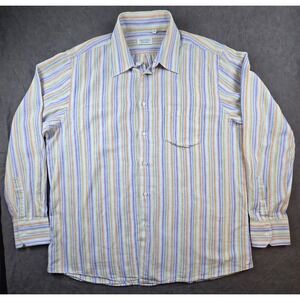 Idillio Positano Mens Linen Candy Striped Button Down Shirt Coastal Size XLL